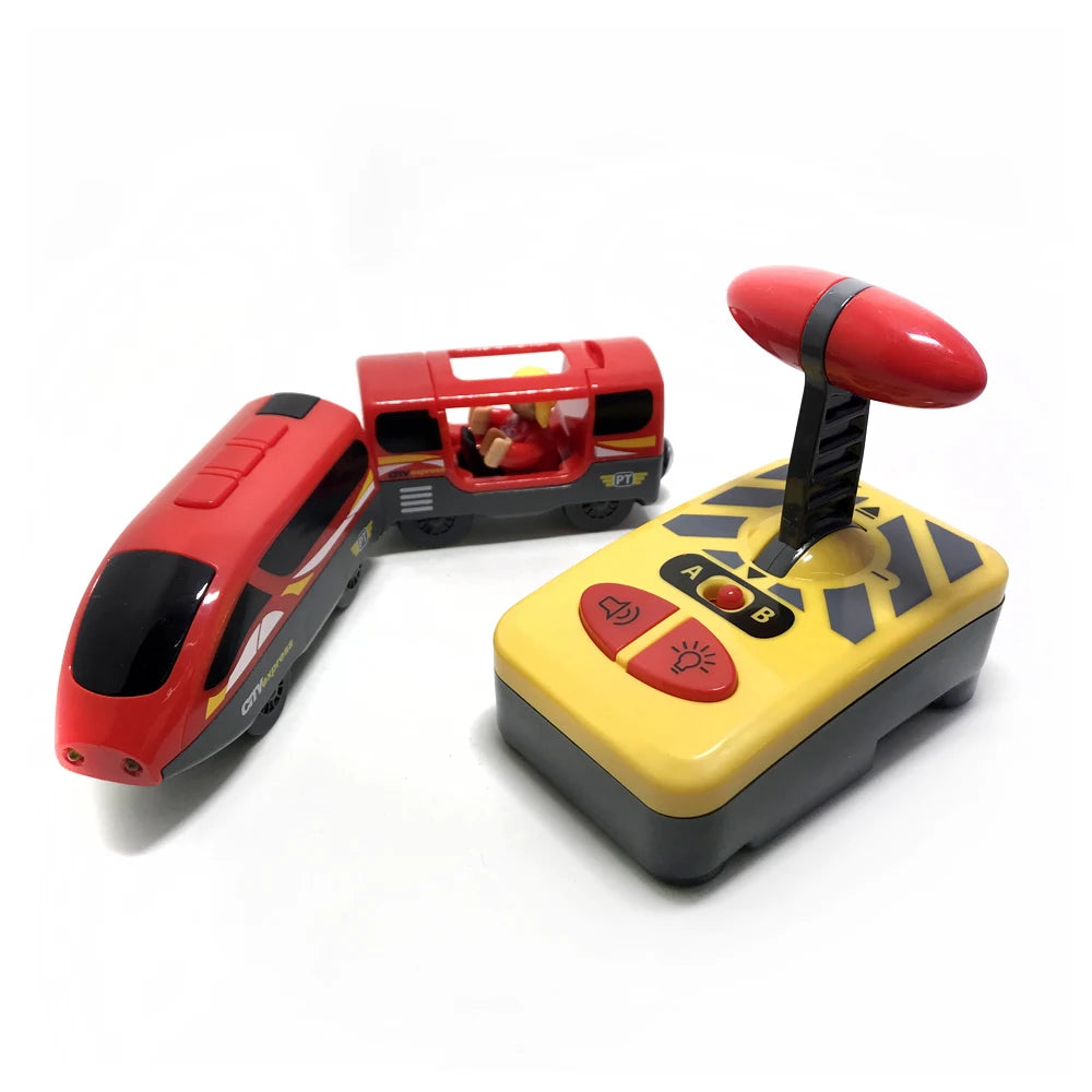 Kids RC Electric Train Set Locomotive Magnetic Train Diecast Slot Toy Fit for Wooden Train Railway Track Toys for Children Gifts