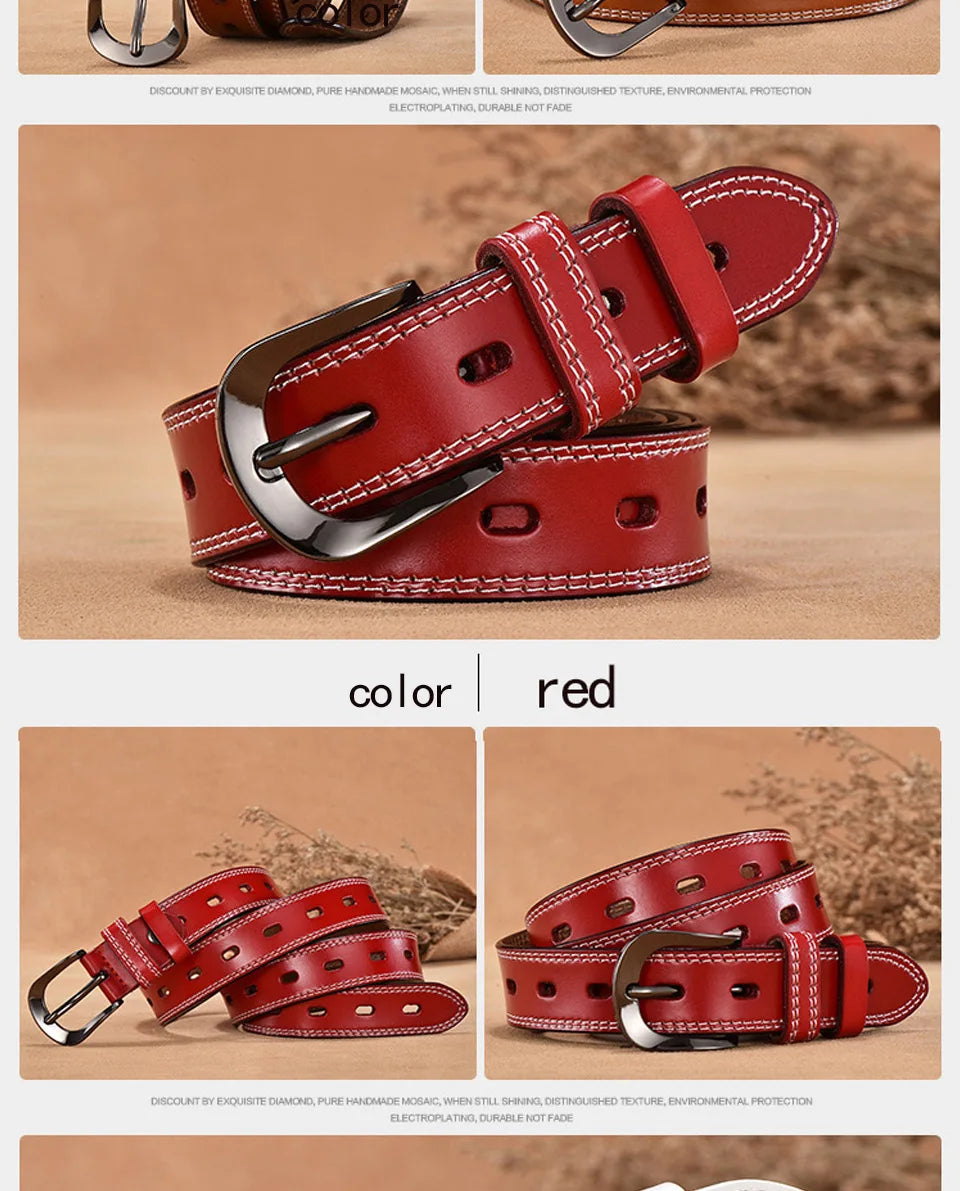 Women Genuine Leather Belt For Female Strap Casual All-match Ladies Adjustable Belts Designer High Quality Brand