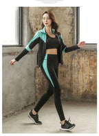 Quick dry women sportswear yoga set fitness gym yoga clothing suit sets coat+bra+t shirt+leggings 2019 workout running training