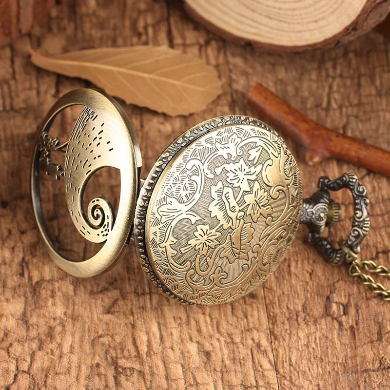 Retro Skull Punk Chain Necklace Quartz Pocket Watch Jack Pendant Retro Bronze Jewelry Fob Necklace Watches for Men Women Kids