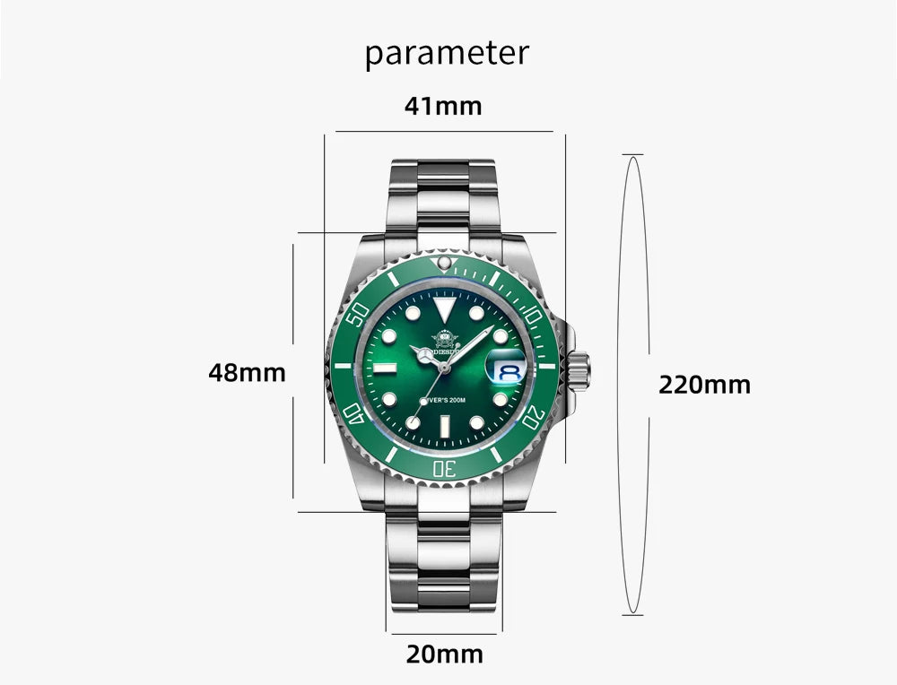 ADDIESDIVE Men's Classic Watch with Ceramic Bezel 200m Water Resistant Casual Quartz Watch BGW9 Blue Luminous Gift Watch MY-H3-2