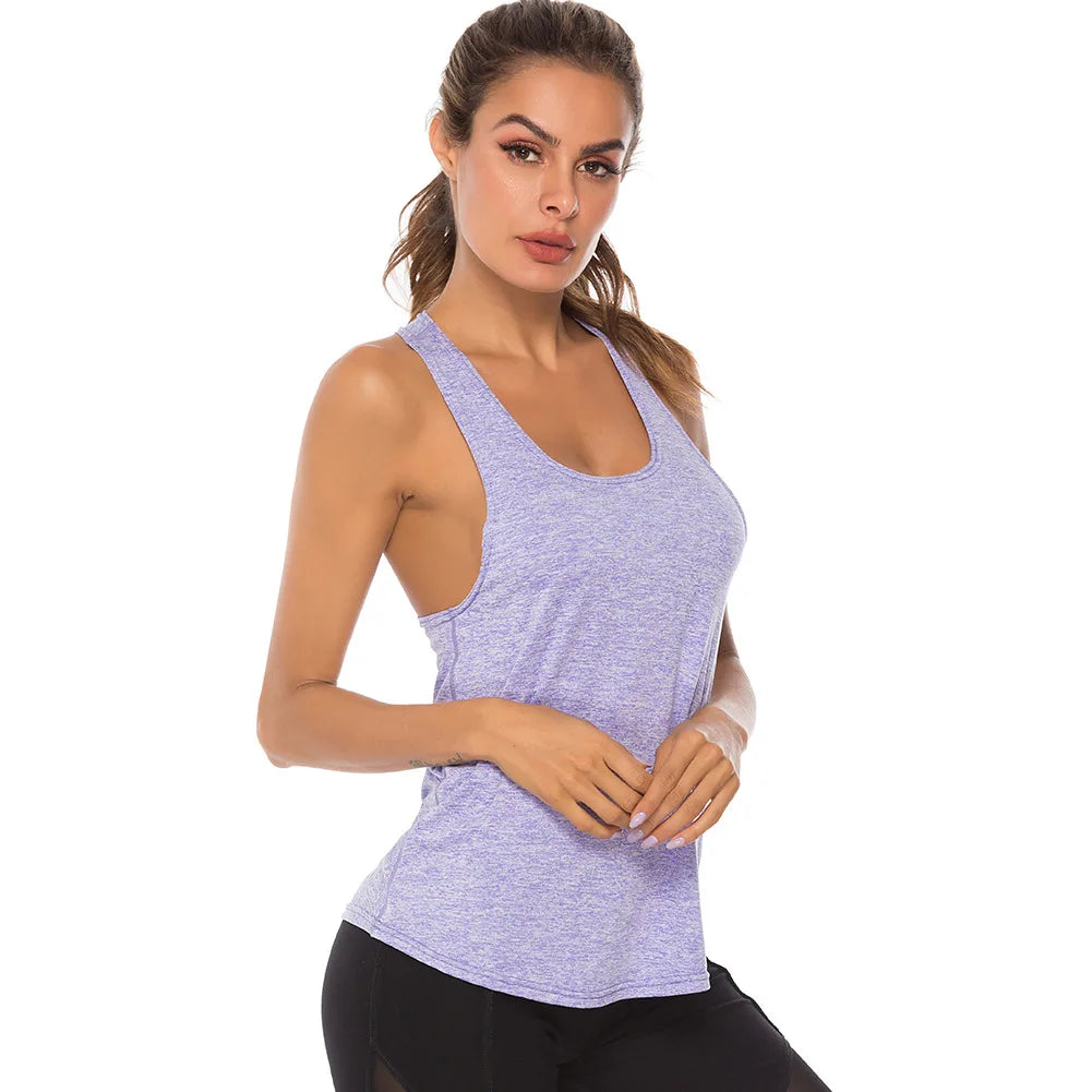 WANAYOU Sleeveless Yoga Shirts Women Quick Dry Running Sports Tank Top Sleeveless Fitness Gym Workout Top Yoga Vest