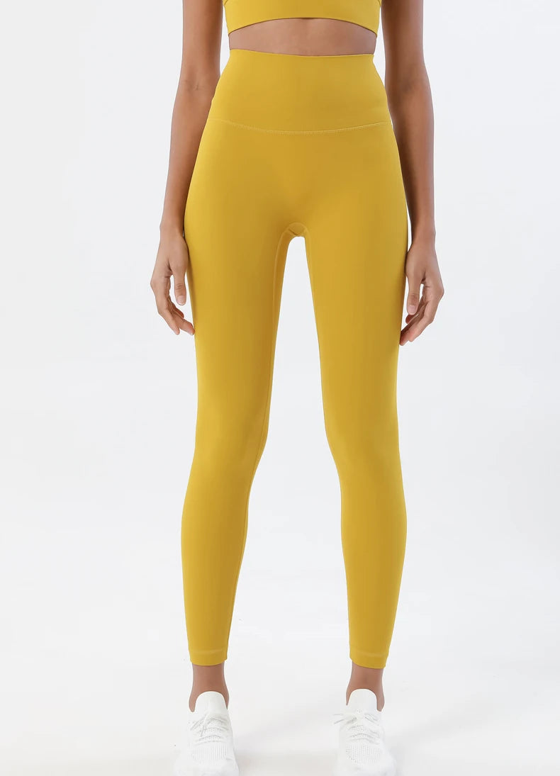 SOISOU Nylon Yoga Pants Gym Leggings Women Girl Fitness Soft Tights High Waist Elastic Breathable No T Line Sports Pants
