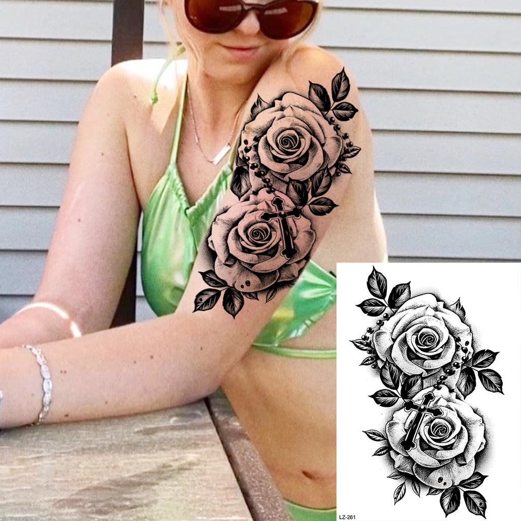 Lotus Henna Mandala Chest Temporary Tattoos For Women Underboob Adult Butterfly Turtle Lion Fake Tattoo Sexy Waterproof Tatoos