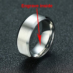 Vnox Personalize Stainless Steel Beveled Edge Brushed Center Ring for Men Women Black Wedding Band Custom Name Letter Date Ring
