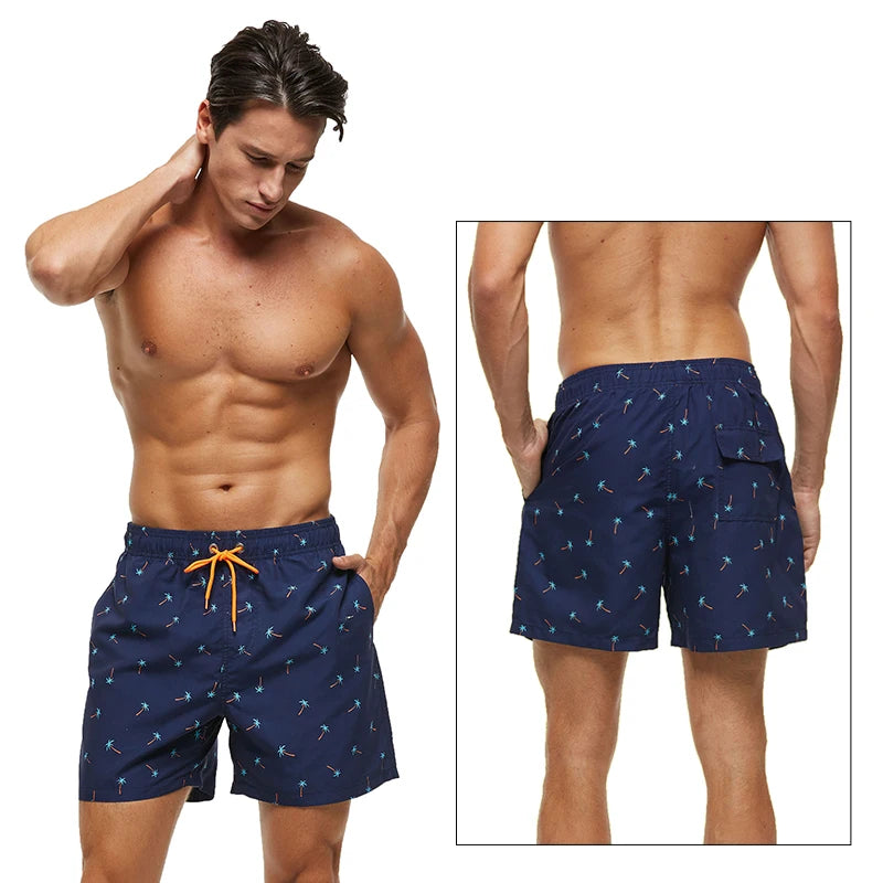 DATIFER Men's Sports Short Beachwear New Style Polyester Printing Fitness Beach Pants Surfing Swimming Trunks Bathing Swimwear
