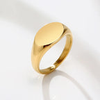Customized Women Signet Ring, Chunky Round Top Initial Letter Stamp, Stainless Steel Punk Candid Fashion Jewelry Gift To Girls
