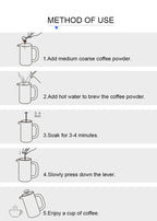 1.5L Coffee Maker French Press Stainless Steel Espresso Coffee Machine French Press Double-Wall Insulated Coffee Tea Maker Pot