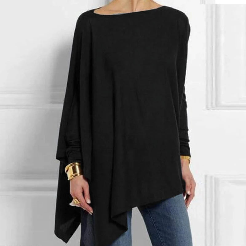 Cotton Irregular Women Blouses Shirt 2022 Autumn Female Solid Pullover Tops Casual O Neck Long Sleeve Blouse Ladies Tunic Blusas Main image
