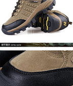 Hiking Shoes Non Slip Mountain Sneakers Winter Lace Up Retro Leather Shoe Sport Outdoor Trail Off-Road Trek Men Women Footwear