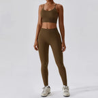 Joyyoung ODM/OEM New Sexy Training Apparel Seamless Ribbed High Impacted Bra Scrunch Shorts Yoga Sets Fitness Sports Clothing