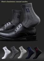 20Pcs=10Pairs High Quality Men Socks Cotton Breathable Sweat-Absorbent Middle Tuble Black Socks Deodorant Business Men Gift Sock