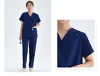 V-neck Medical Uniform Sets for Women Triangle Ring Heather Slim Nursing Outfits Dental Hospital Working Suits 202