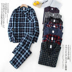 Men's Home Suits Long-sleeved Trousers Suits for Autumn and Winter Pijamas for Men Flannel Plaid Design Pajamas for Men