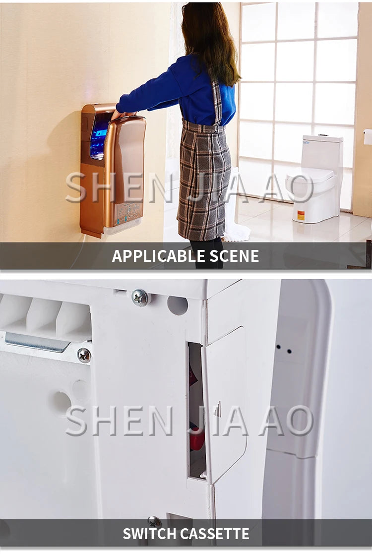 High Speed Hand Dryer Fully Automatic Induction Hand Dryer Hotel Hand Blowing Dual Motor Jet Quick Hand Dryer 2000W