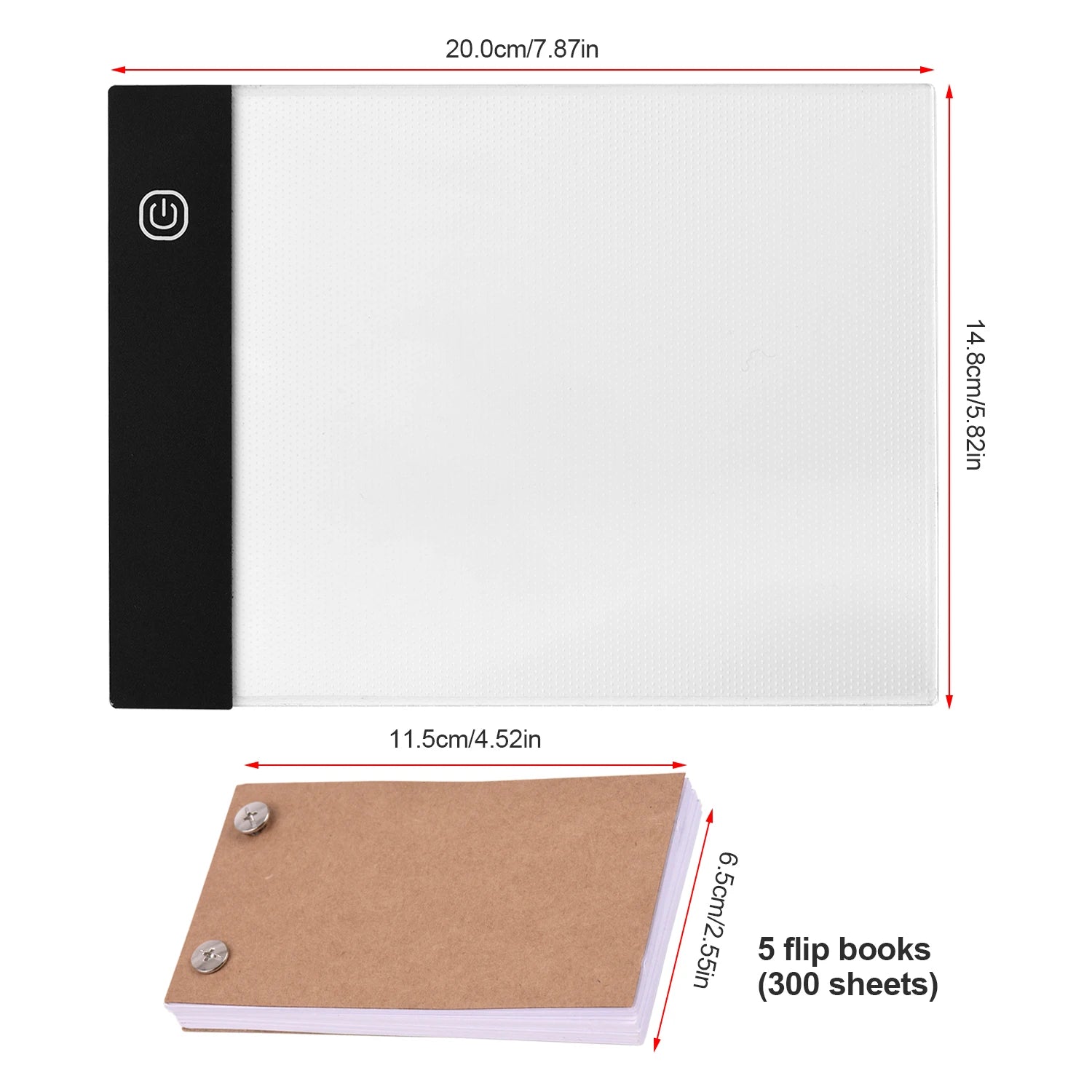 Portable Flip Book Kit with Light Pad Tablet LED Light Box 3 Level Brightness Control 300 Sheets Flipbook Paper w/ Binding Screw