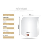 Automatic High Speed Hand Dryer Infared Sensor Activated Household Hotel Commercial  Surface Mounted Noise Reduction Thermoset