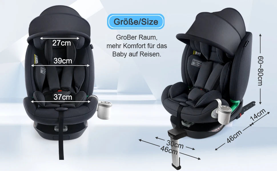 Child Car Safety Seats with 360° Direction ISOFIX rotating for Baby  5-point seat belt 0-12 Years Suitable for newborn