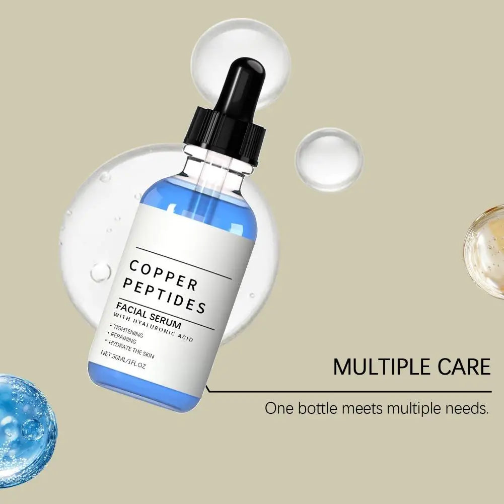 Copper Peptide Serum Anti Wrinkle Remover Antioxidant Tighten Skin Barrier Repair Deep Hydration Hyaluronic Acid Face Serum