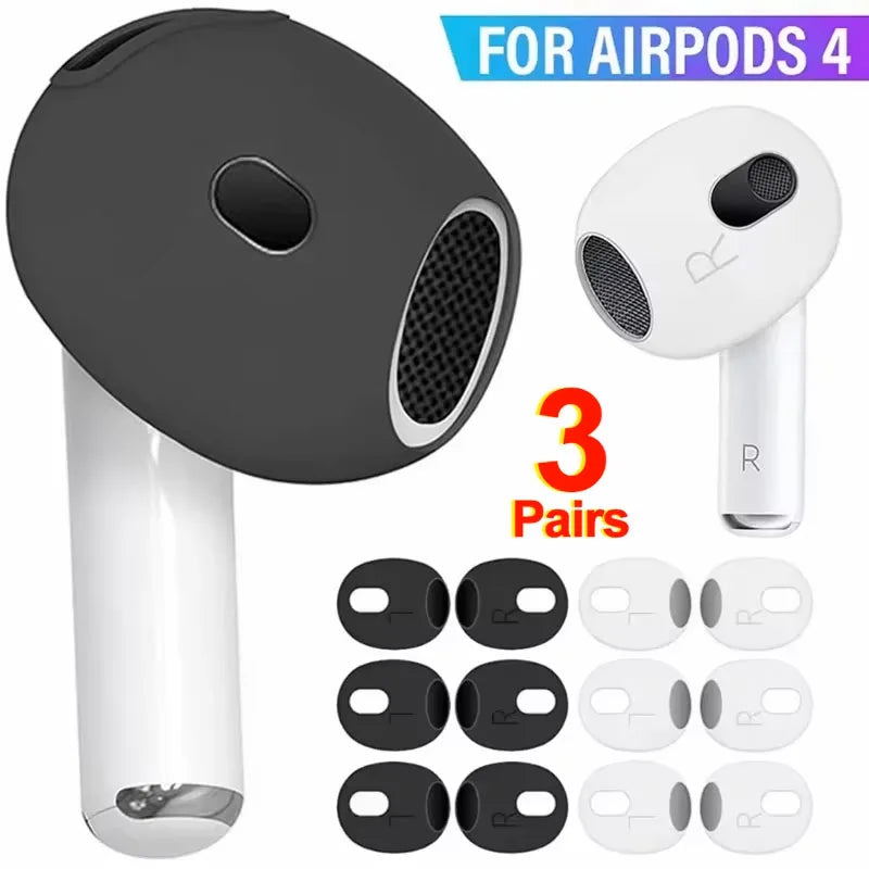 3 Pair Silicone Eartips For Apple AirPods 4 Replacement Ultra Thin Rubber Earbuds Ear Tips For Airpod 4 Anti-Slip Earphone Cover Main image