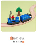 Kids Electric Train Set Compatible with Wooden Tracks Magnetic Connectors Diecast Metal Auto-Go Train Toy for Ages 3+ Boys Girls