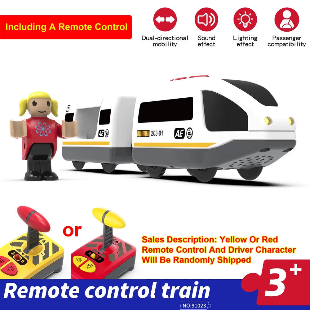 Kids RC Electric Train Set Locomotive Magnetic Train Diecast Slot Toy Fit for Wooden Train Railway Track Toys for Children Gifts