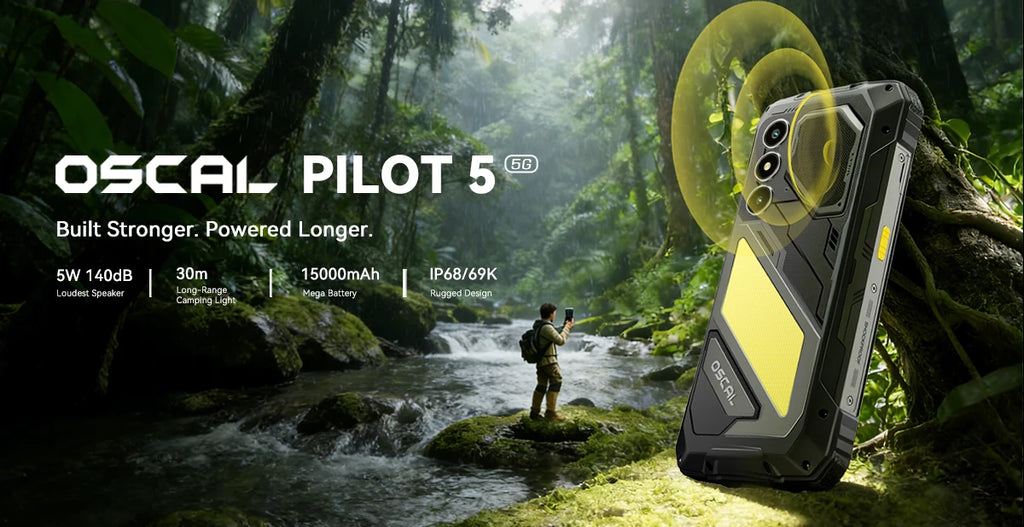 Blackview OSCAL PILOT 5 5G mobile phones AI Rugged Smartphone UNISOC T8100 6.67" 2.4K Display 120Hz, 8GB 256GB, 15000Amh Phones