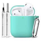 Silicone Cases With Hook For Airpods1/2 Protective Shockproof Wireless Earphone Cover For Airpod 2 1 Box Bags With Cleaner Kit
