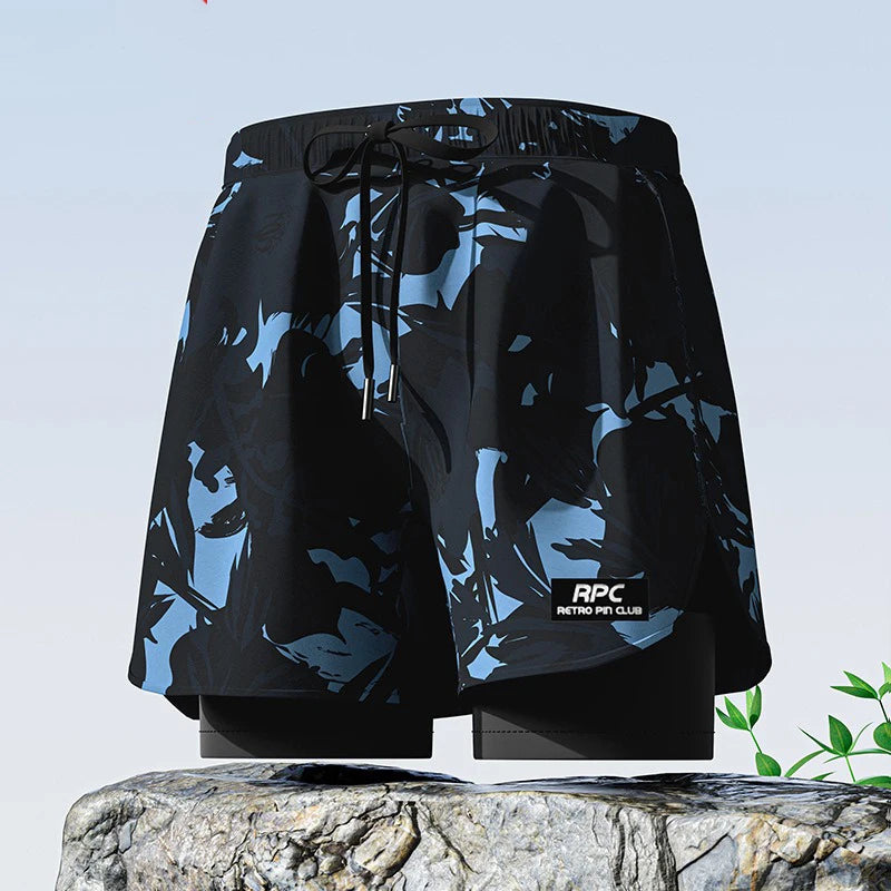 Adult Swimming Trunks Men Boxer Brief Swimsuit Set New Beach Adult Beach Shorts Quick Drying Surf Trunks with Lining Swim Pants