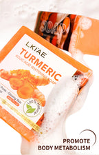 LKIAE Organic Turmeric Soap Bar, Natural Herbal Hand Made Whitening Soap, Remove Melanin, Acne, Spots, For Face And Body,200g