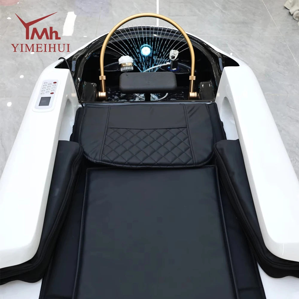 Salon Head Spa Synthetic Leather Head Therapy Beds Automatic Massage Shampoo Bed Comfortable Ergonomic Design High Density Spong