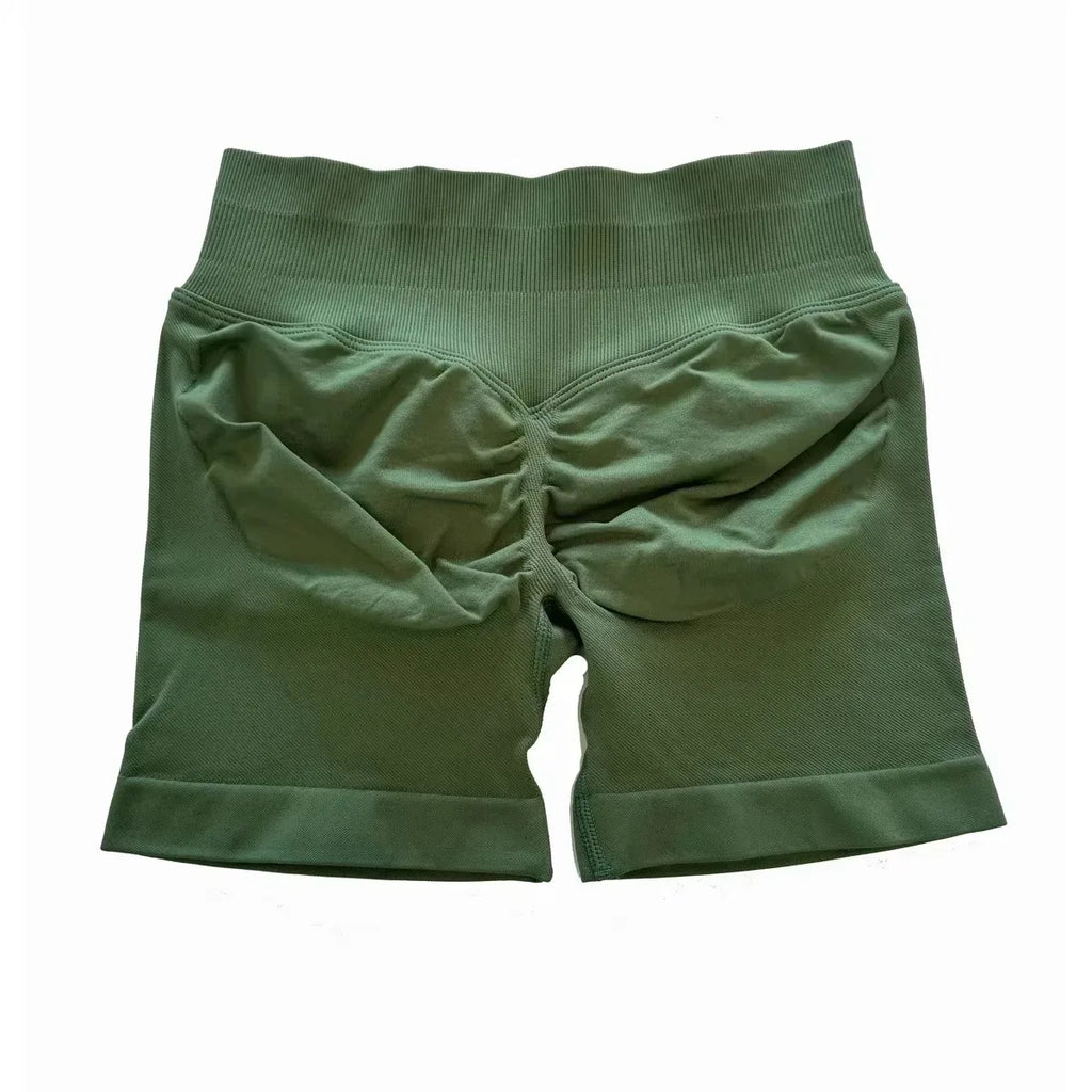 Impact Shorts 4.5" Seamless High Stretch Low Ribbed Band Subtle Glute Contour Shorts Fitness Workout Yoga Gym Shorts