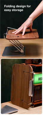 FORZOLA 360° Rotating Walnut Wood Reading Stand Student Reading Desktop Foldable Holder Book Ipad Tablet Notebook Laptop Bracket