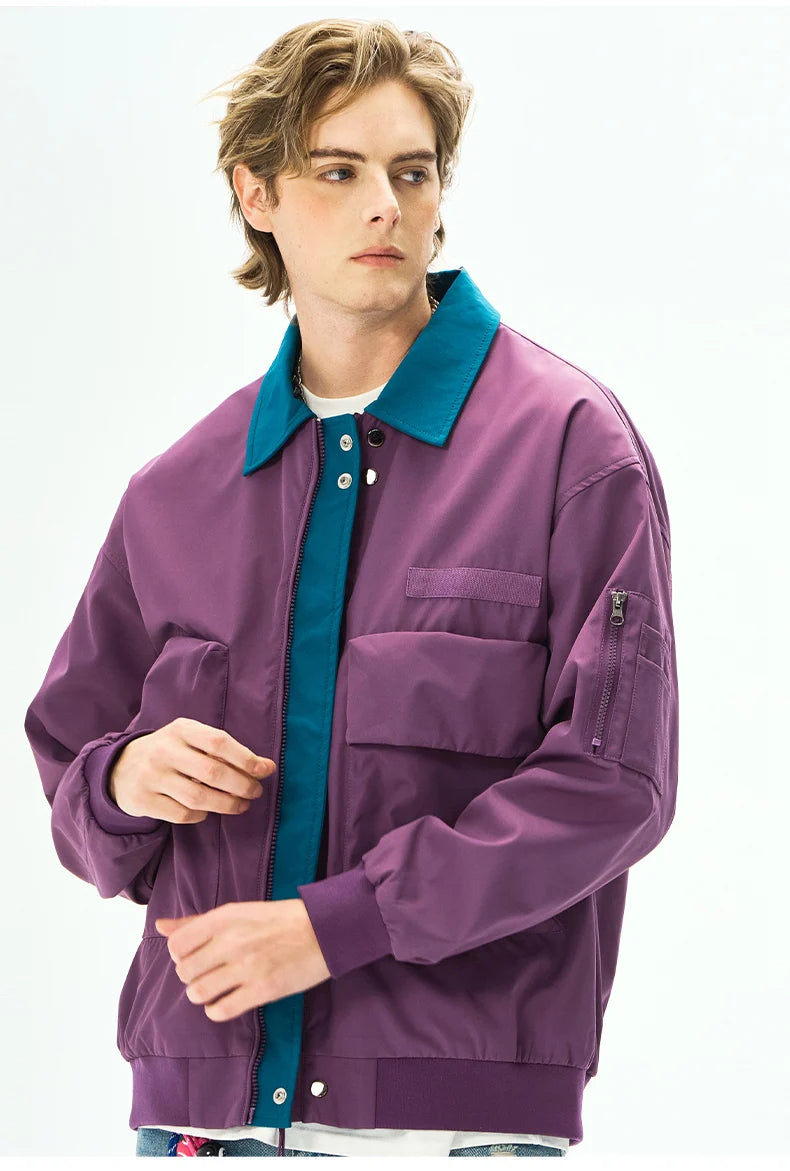 Men's Spring Casual Blazer Jacket Turn-Down Collar Stylish Versatile Office Wear Lightweight Coat Trendy Man Large Pocket Jacket