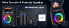 T17-T Karaoke Machine And Bluetooth earphones,Portable Speaker with LED Lights for Kids and Adults,Supports Bluetooth/USB/TF/AUX