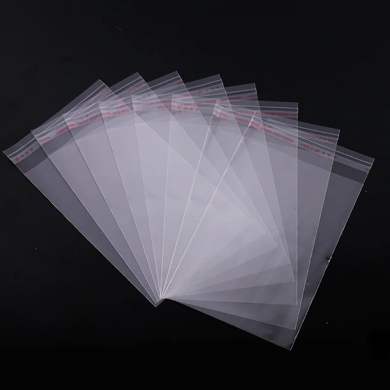 100/200pcs Transparent Self Adhesive Seal Bags OPP Plastic Cellophane Bags Gifts Bag & Pouch Jewelry Packaging Bags