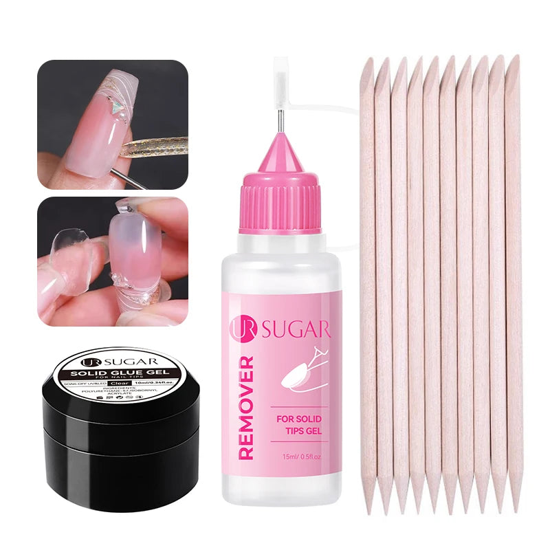 UR SUGAR 3PCS False Nails Set With 420Pcs Matte Soft Gel Tips Solid Glue Gel Remover Quick Nail Extension Kit Nail Beauty Starte