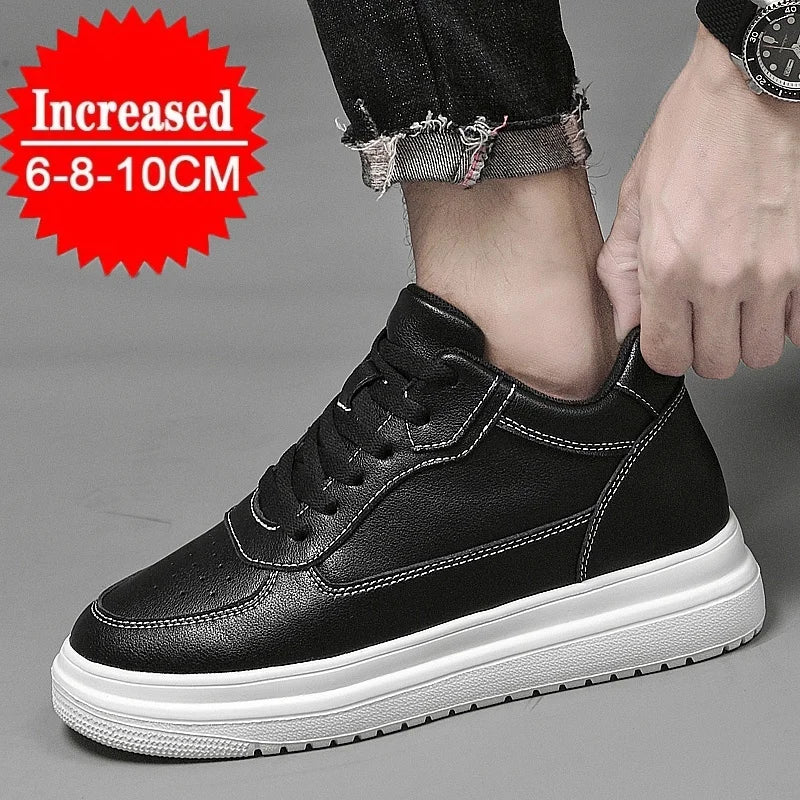 High Quality Men Sneakers Elevator Shoes for Men Fashion Casual Shoes Comfortable Leather Sports Shoes height increase 6/8/10cm Secondary image