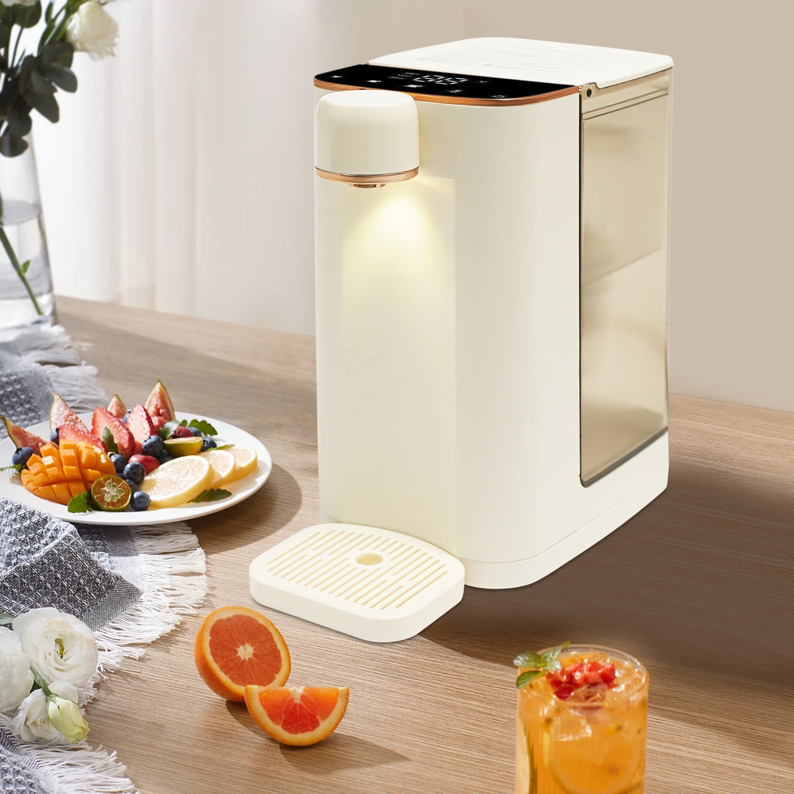 Electric Water Dispenser 27x19x26cm 10.63x7.48x10.24in 2000W Rare Earth Heating 3L 0.79Gal Multiple Temperature Touchscreen for