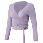 Yoga Clothing Cover-up for Women with Cross Straps, Slim Fit Sports Top, Fitness Long-sleeved and Beautiful Pilates Clothing