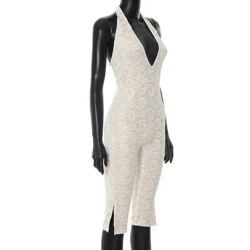 Avrilyaan Lace Seven-Point Long Pants Bodycon Sexy Party Deep V Playsuits Women Rompers Womens Jumpsuit 2025 Summer Overalls