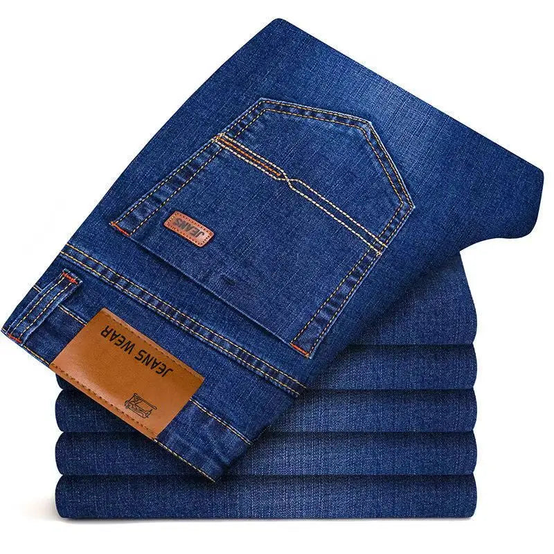 2025New Men Stretch Jeans Male Classic Elasticity Business jeans men fashion comfortable Solid slim straight long Denim pants