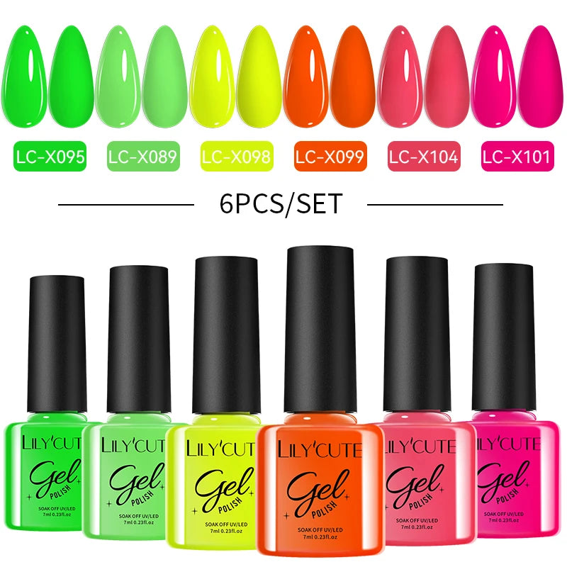 LILYCUTE Nail Gel Polish Set Pink Green Spring DIY Nail Art Design Long Lasting Soak Off UV Gel Manicure Painting Gel Vernis Kit