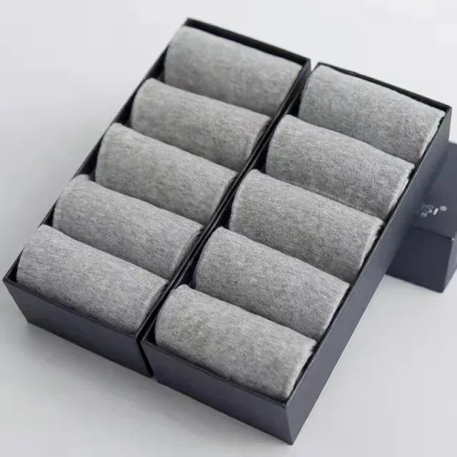 20Pcs/Lot Men's Pure Cotton Socks Plus Size Solid Color Casual Office Business Long Socks Breathable Soft Men's Socks EU39-48