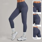 Women's Gym High-waisted High-stretch Yoga Pants with Side Pockets Leggings Workout Running Tights Quick-dry Fitness Trousers