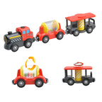 Kid Magnetic Electric Train Car Locomotive Wooden Track Slot Diecast Railway With Two Carriages Train Wood Toy Biro Leduo Track