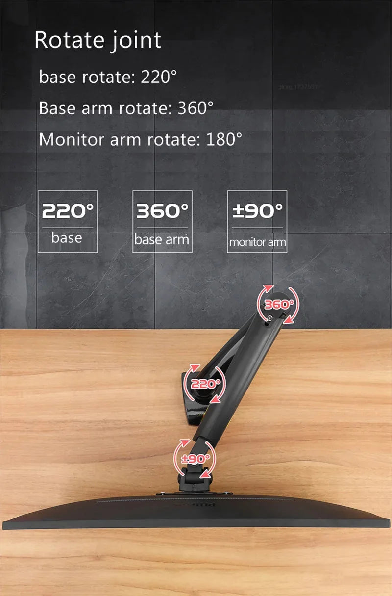 D-MOUNT K80 metal 17"-30" monitor desktop stand mount gas spring arm full motion rotate clamp grommet 2-9KG