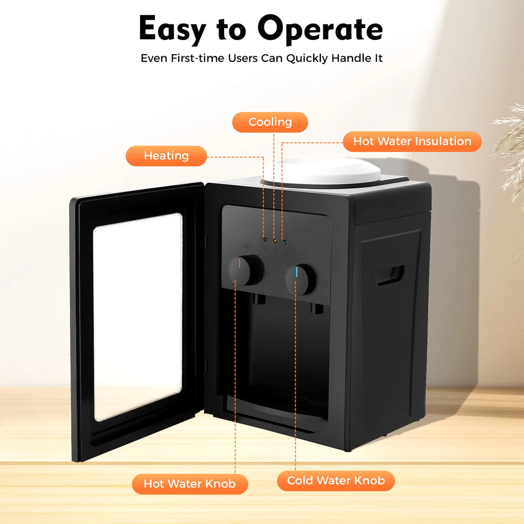 550W Portable Electric Hot and Cold Water Dispenser with Food-Grade Stainless Steel Inner Liner for Multiple Buckets