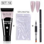 LILYCUTE 15ml Extension Gel Nail Polish Set Quick Nail Prolong With Extend Mold Nail Tips Acrylic Solution Manicure Tools Kit
