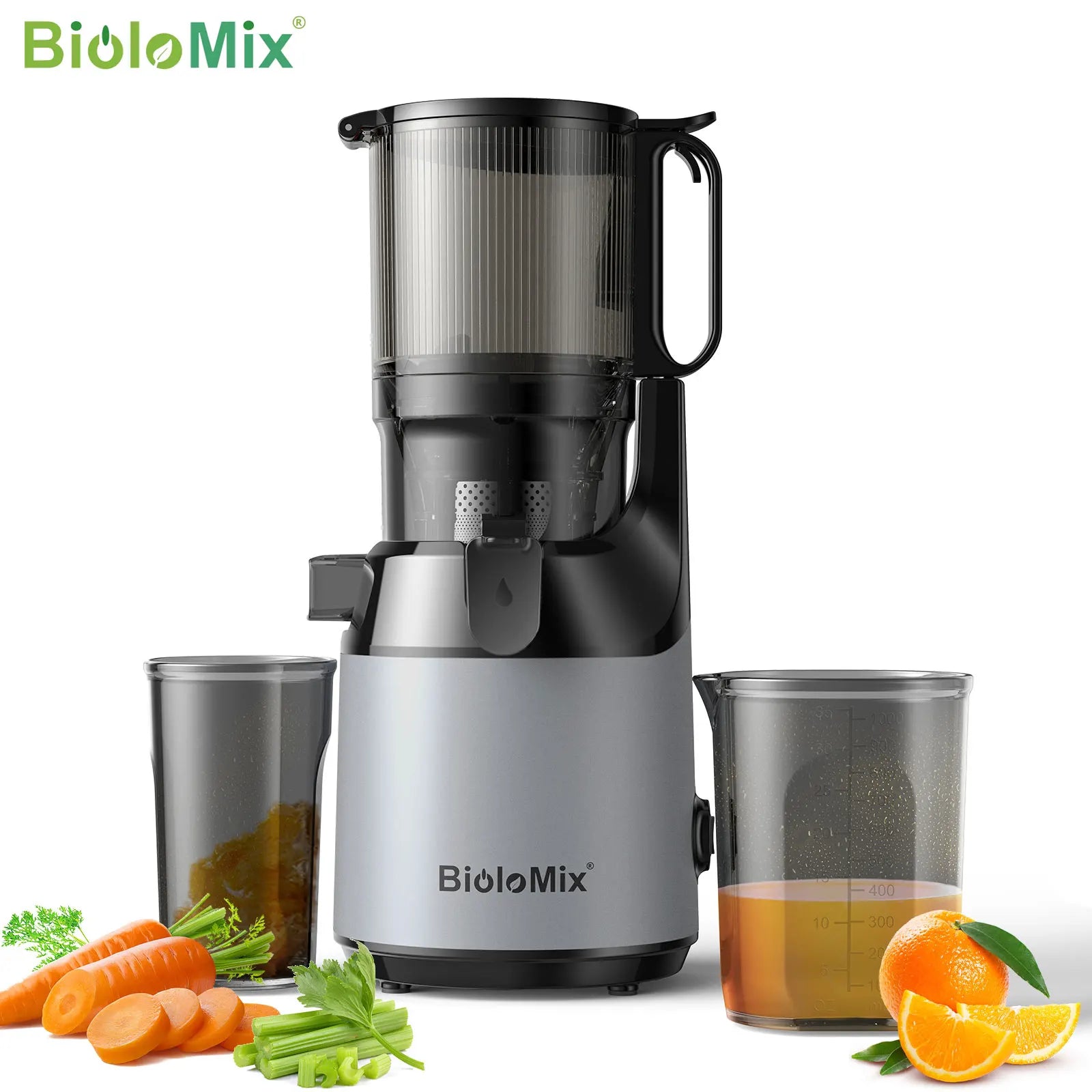 BioloMix Cold Press Juicer,with 130mm Feed Chute,Fit Whole Fruits & Vegetables,High Juice Yield,BPA FREE Slow Masticating Juicer Main image